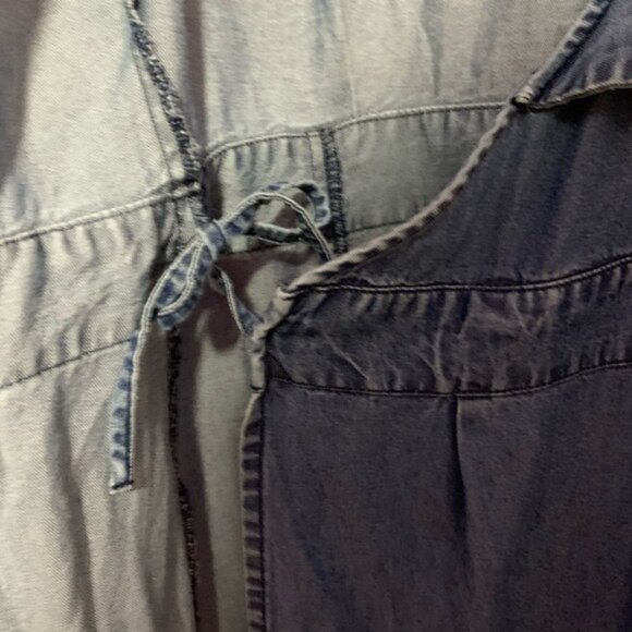 H&M Soft Denim Tank Romper Short Dress With Ruffle Detail & Pockets Size 6 US - Picture 2 of 6